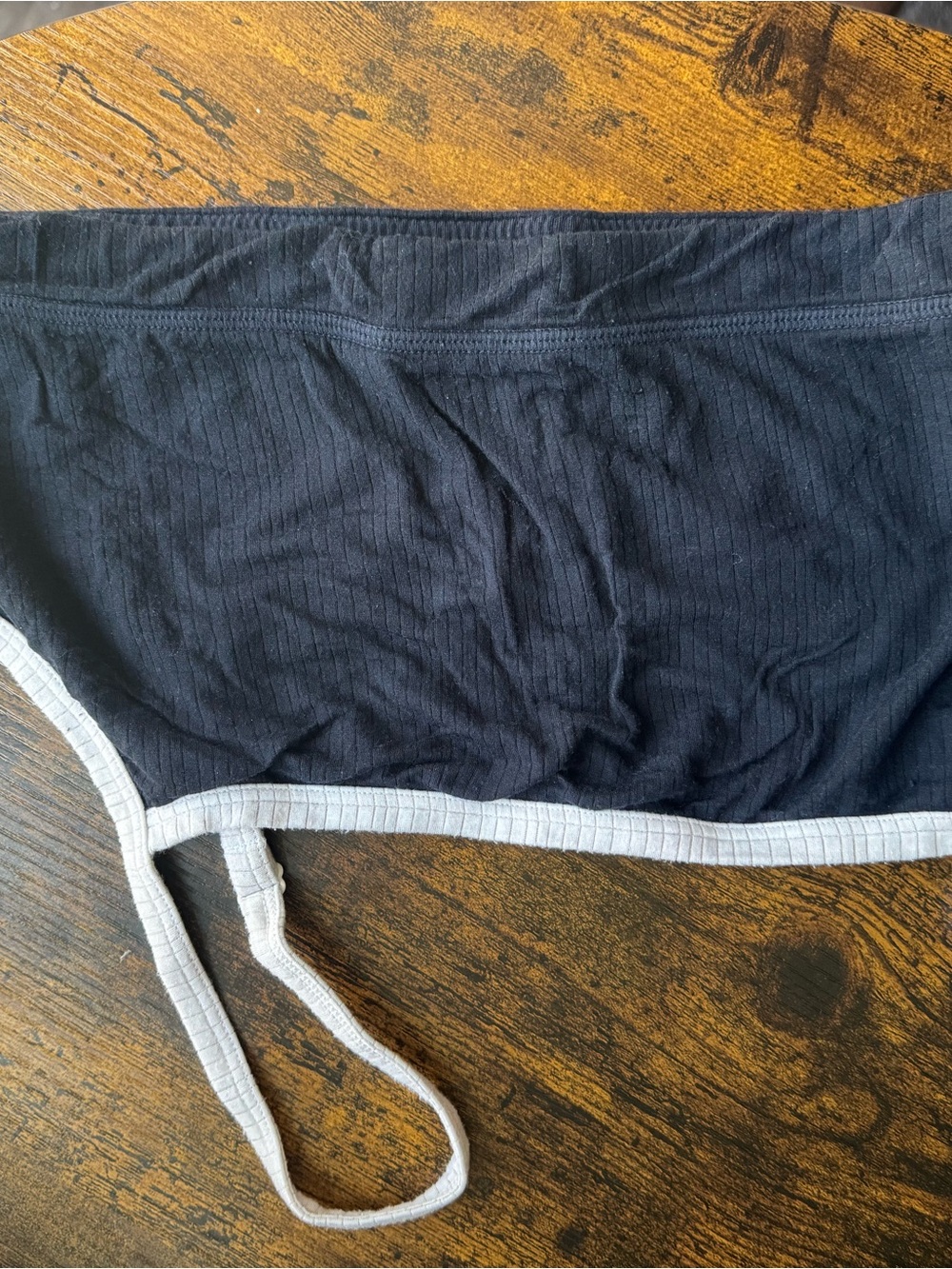 Negative Underwear Blue Ribbed Bralette with White Trim